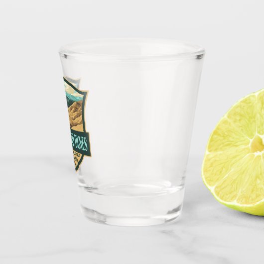 Nationalpark Great Sand Dunes - Illustration Retro Schnapsglas (Rechts)