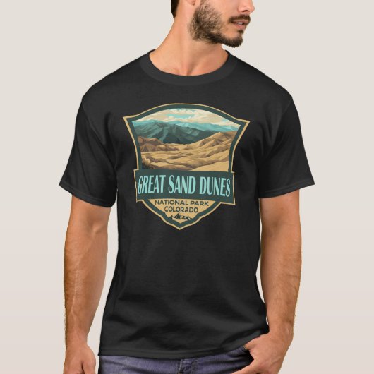 Nationalpark Great Sand Dunes - Illustration Retro T-Shirt (Vorderseite)