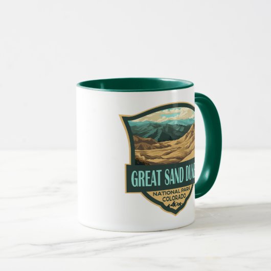 Nationalpark Great Sand Dunes - Illustration Retro Tasse (VorderseiteRechts)