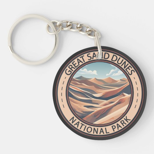 Nationalpark Great Sand Dunes Illustration Travel Schlüsselanhänger (Vorderseite)