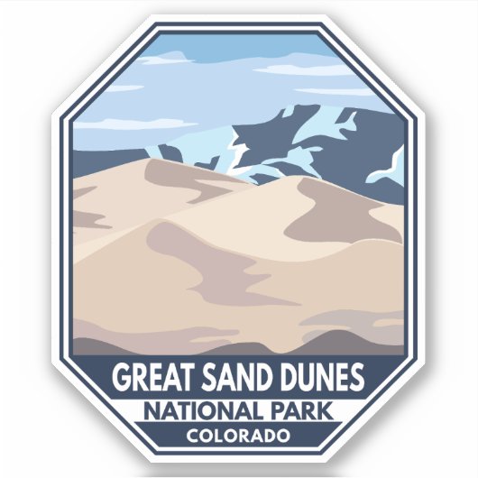 Nationalpark Great Sand Dunes Minimal Retro Aufkleber (Vorderseite)