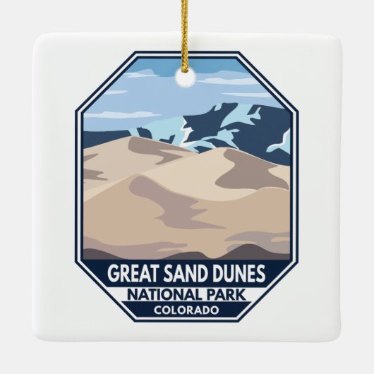 Nationalpark Great Sand Dunes Minimal Retro Keramikornament (Rückseite)