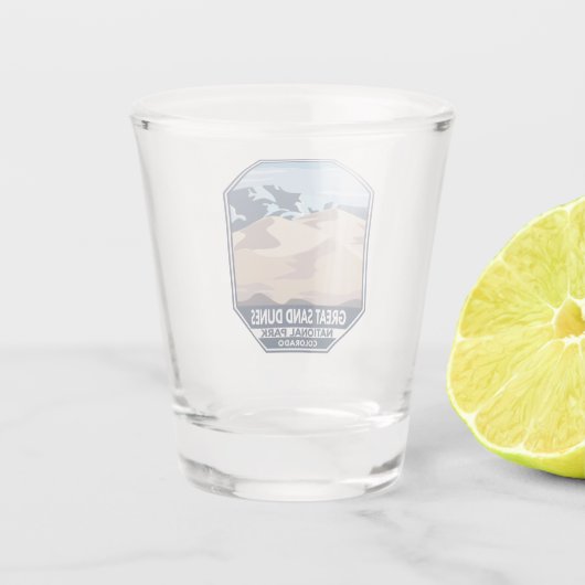 Nationalpark Great Sand Dunes Minimal Retro Schnapsglas (Rückseite)