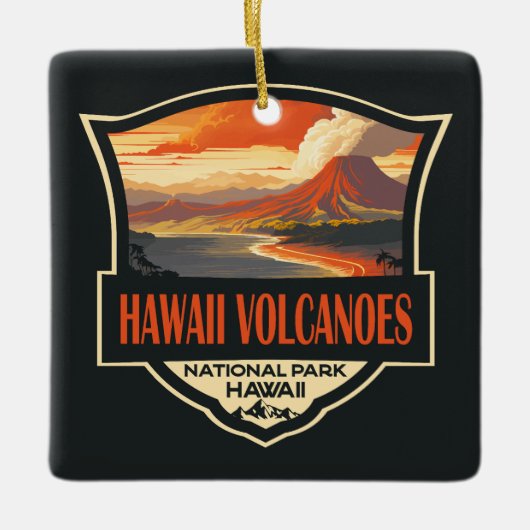 Nationalpark Hawaii Illustration Travel Keramikornament (Vorderseite)