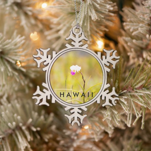 Nationalpark Hawaii Tropical Orchid Schneeflocken Zinn-Ornament (Baum)