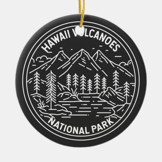 Nationalpark Hawaii Vintag Monoline Keramik Ornament (Vorne)