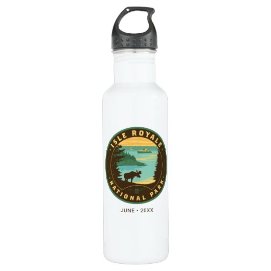 Nationalpark Isle Royale Edelstahlflasche (Vorderseite)