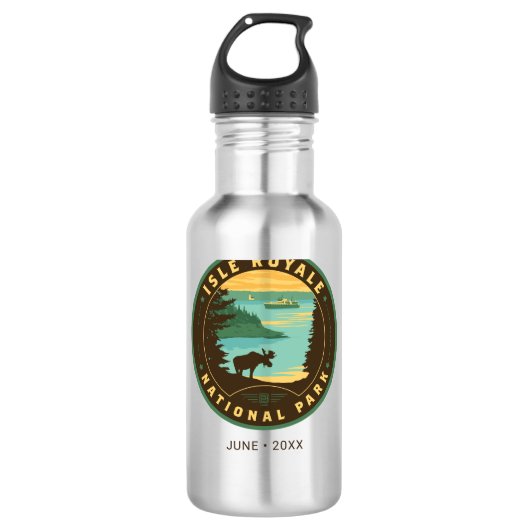 Nationalpark Isle Royale Edelstahlflasche (Vorderseite)