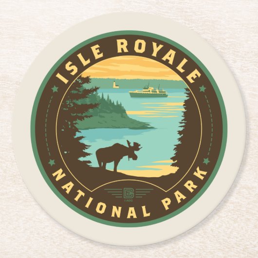Nationalpark Isle Royale Runder Pappuntersetzer (Vorderseite)