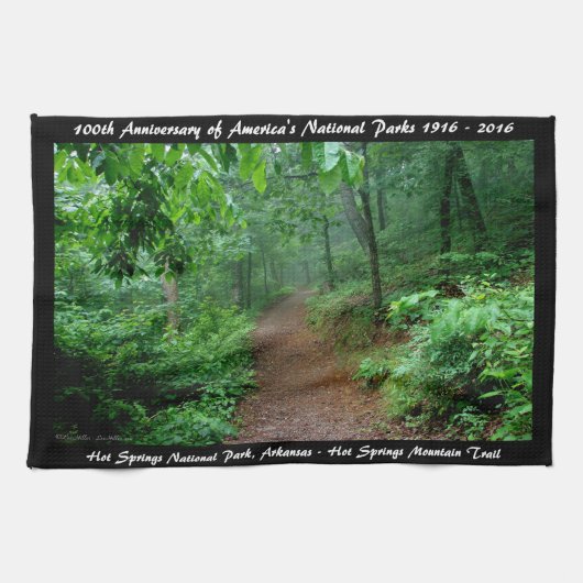 Nationalpark Jubiläum Hot Springs Mt Geschirrtuch (Horizontal)