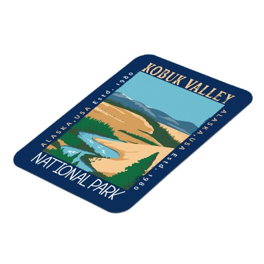 Nationalpark Kobuk Tal Alaska Retro erschüttert Magnet (Linke Seite)