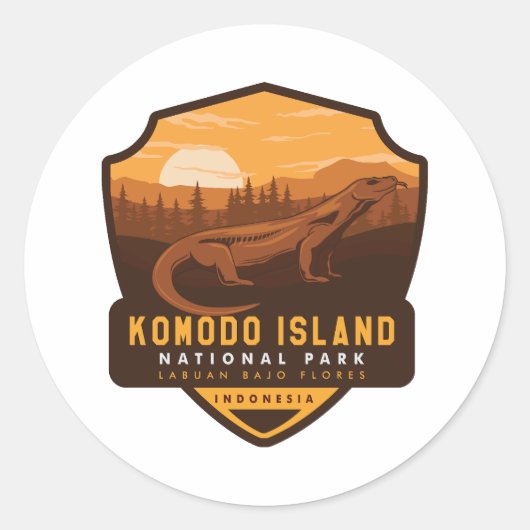Nationalpark Komodo Runder Aufkleber (Vorderseite)