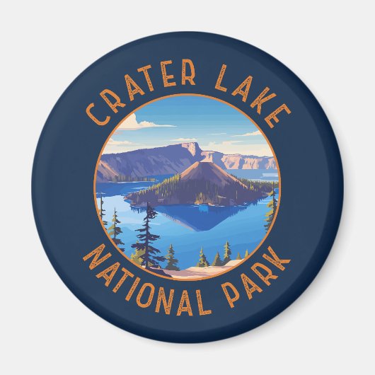Nationalpark Krater See Retro Distresresresser Kre Magnet (Vorne)