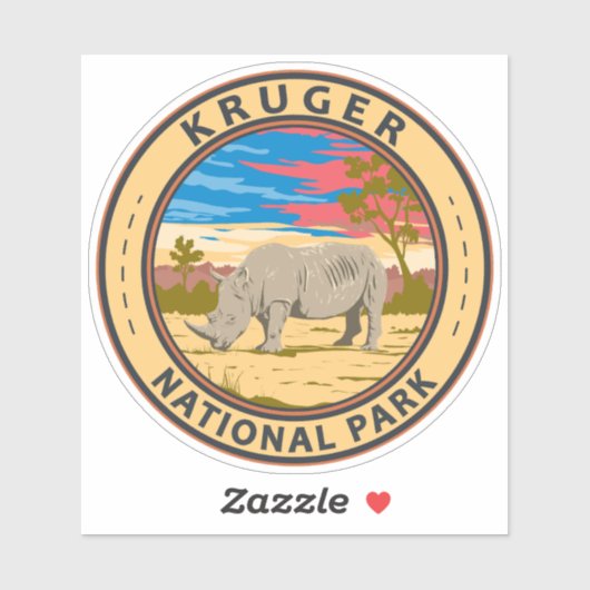 Nationalpark Kruger Rhinoceros Aufkleber (Blatt)