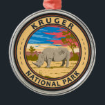 Nationalpark Kruger Rhinoceros Ornament Aus Metall<br><div class="desc">Krüger Vektorgrafik Design. Der Krüger Nationalpark im Nordosten Südafrikas ist eines der größten Spielreservate Afrikas. Seine hohe Dichte an Wildtieren umfasst die Big 5: Löwen,  Leoparden,  Nashörner,  Elefanten und Büffel.</div>