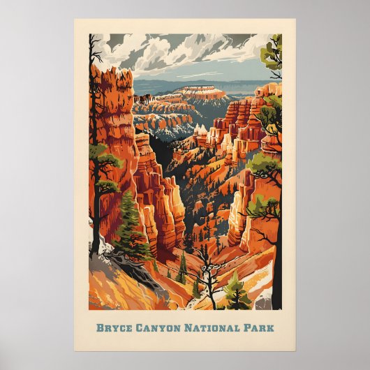 Nationalpark-Kunstposter - Bryce Canyon Retro Poster (Vorne)