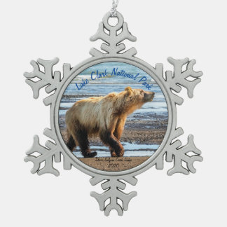 Nationalpark Lake Clark Snowflake Gerahmtes Orname Schneeflocken Zinn-Ornament