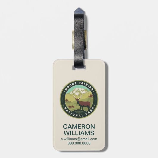 Nationalpark Mount Rainier Gepäckanhänger (Rückseite vertikal)