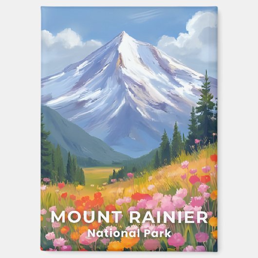 Nationalpark Mount Rainier | Washington Travel Magnet (Vorderseite)
