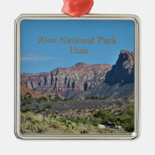 Nationalpark Mountain Zion Silbernes Ornament