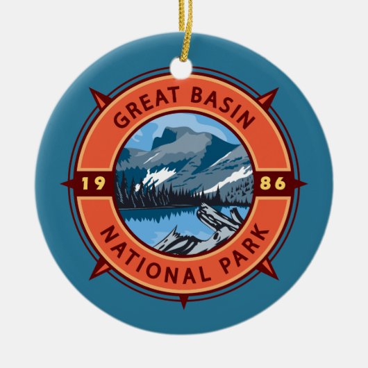 Nationalpark Nationalpark Retro Kompass Emblem Keramik Ornament (Vorne)