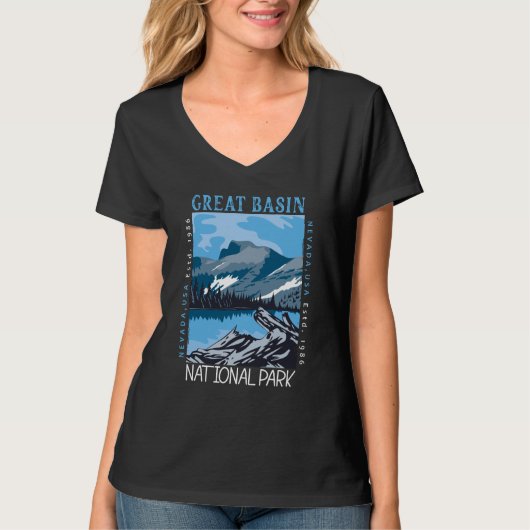 Nationalpark Nevada Retro Grosses Becken T-Shirt (Vorderseite)