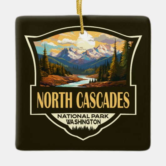 Nationalpark Nord Cascades - Illustration Keramikornament (Vorderseite)