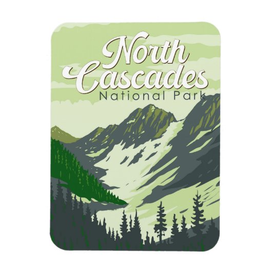 Nationalpark Nord Cascades - Illustration Magnet (Vertikal)