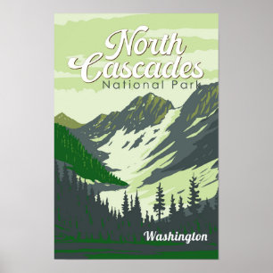 Nationalpark Nord Cascades - Illustration Poster