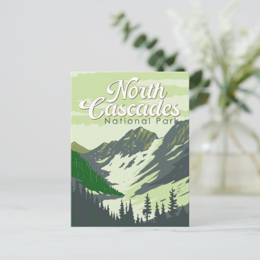 Nationalpark Nord Cascades - Illustration Postkarte (Stehend Vorderseite)