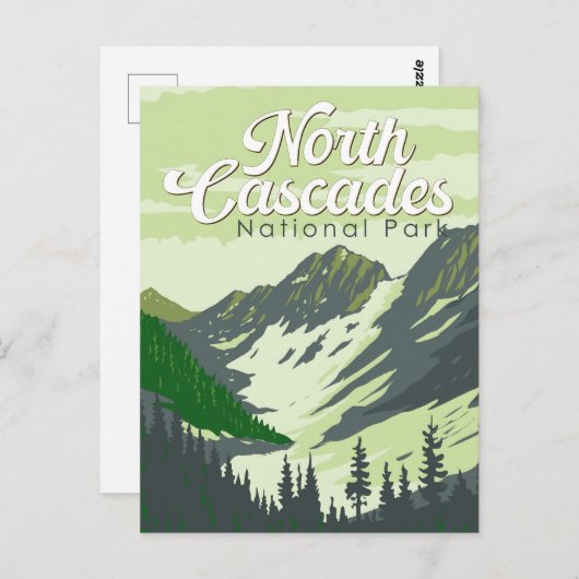Nationalpark Nord Cascades - Illustration Postkarte (Vorne/Hinten)