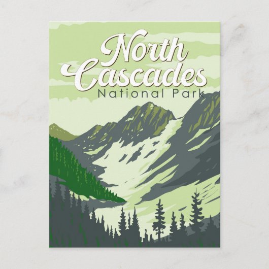 Nationalpark Nord Cascades - Illustration Postkarte (Vorderseite)