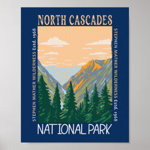 Nationalpark North Cascades Vintag in Schwierigkei Poster