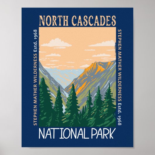 Nationalpark North Cascades Vintag in Schwierigkei Poster (Vorne)