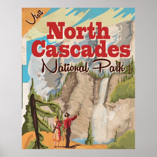 Nationalpark North Cascades Vintage Travel Poster (Vorne)