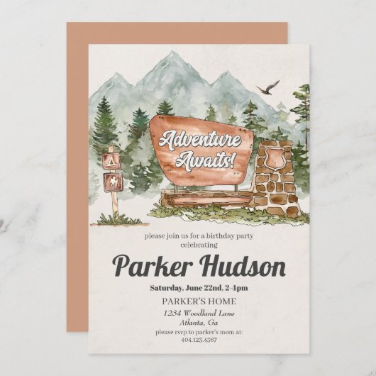 Nationalpark Outdoorwald Geburtstagsparty (Vorne/Hinten)