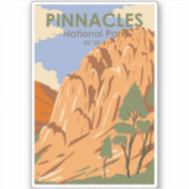 Nationalpark Pinnacles Vintag Aufkleber (Vorderseite)