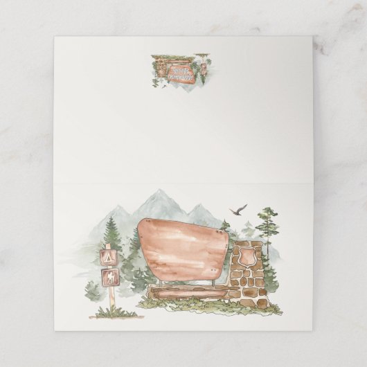 Nationalpark Platzkarte Geburtstag oder Babydusche (Außenseite Aufgefaltet)