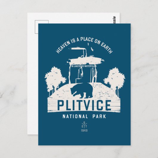 Nationalpark Plitvicer Seen Weißes Design Postkarte (Vorne/Hinten)