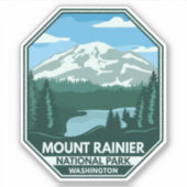 Nationalpark Rainier Minimal Retro Emblem Aufkleber (Vorderseite)
