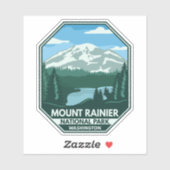 Nationalpark Rainier Minimal Retro Emblem Aufkleber (Blatt)