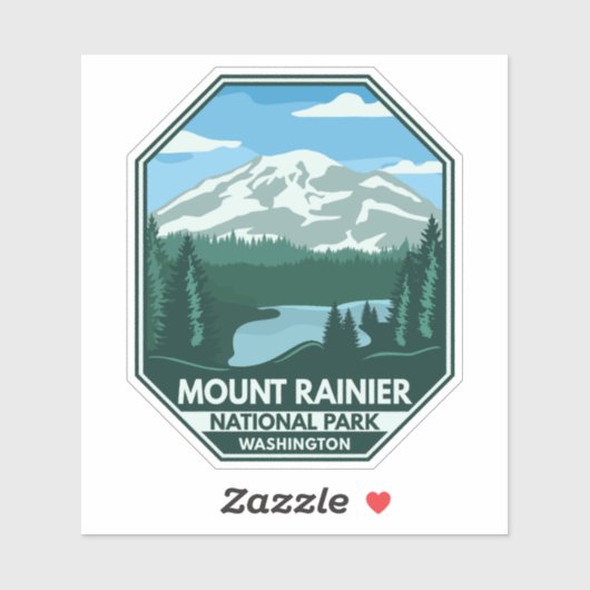 Nationalpark Rainier Minimal Retro Emblem Aufkleber (Blatt)
