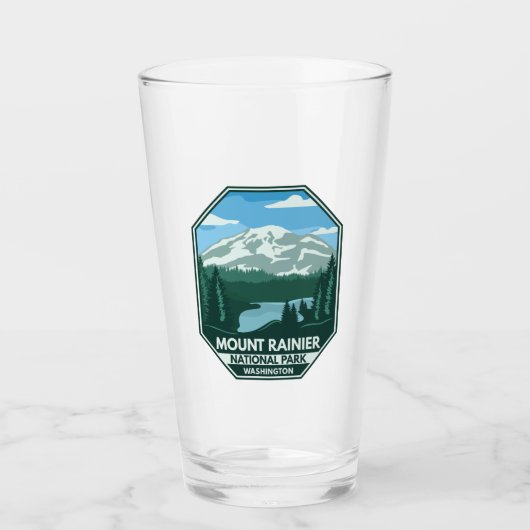 Nationalpark Rainier Minimal Retro Emblem Glas (Vorderseite)