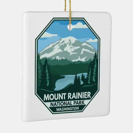 Nationalpark Rainier Minimal Retro Emblem Keramikornament (Rechts)
