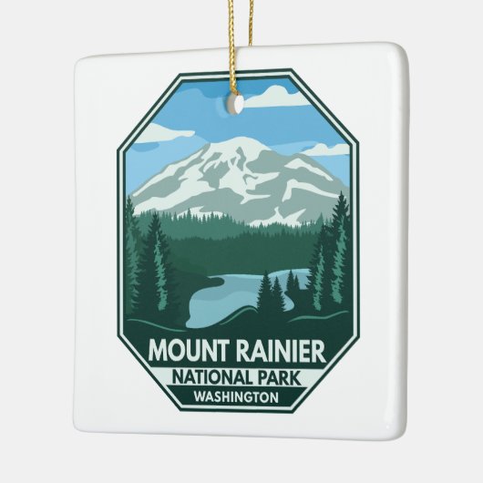 Nationalpark Rainier Minimal Retro Emblem Keramikornament (Links)