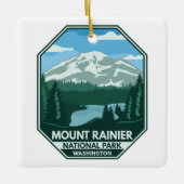 Nationalpark Rainier Minimal Retro Emblem Keramikornament (Vorderseite)