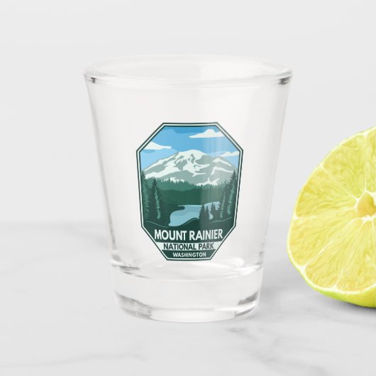 Nationalpark Rainier Minimal Retro Emblem Schnapsglas (Vorderseite)