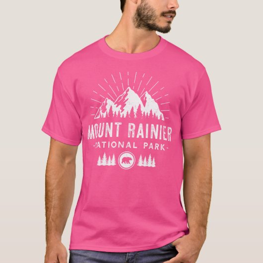 Nationalpark Rainier - Retro Wandern T-Shirt (Vorderseite)