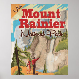 Nationalpark Rainier Vintage Reiseplaner Poster