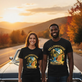 Nationalpark Retro-Bison-T-Shirt T-Shirt